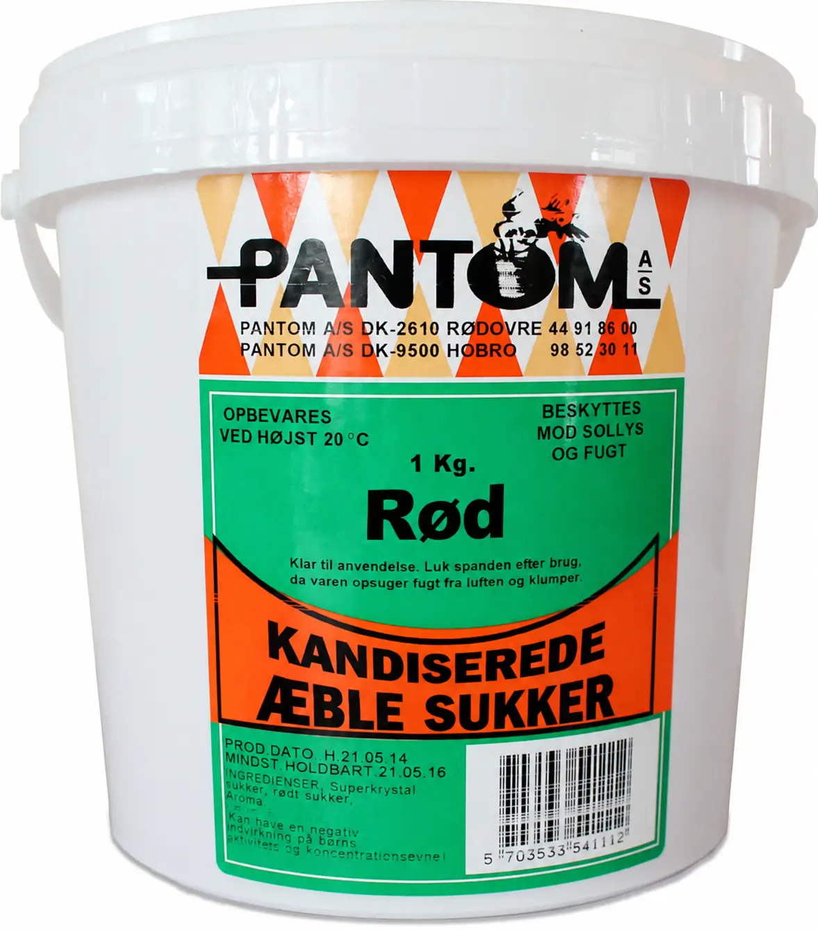 Spand med 1 kg rødt sukker til kandiserede æbler fra Pantom