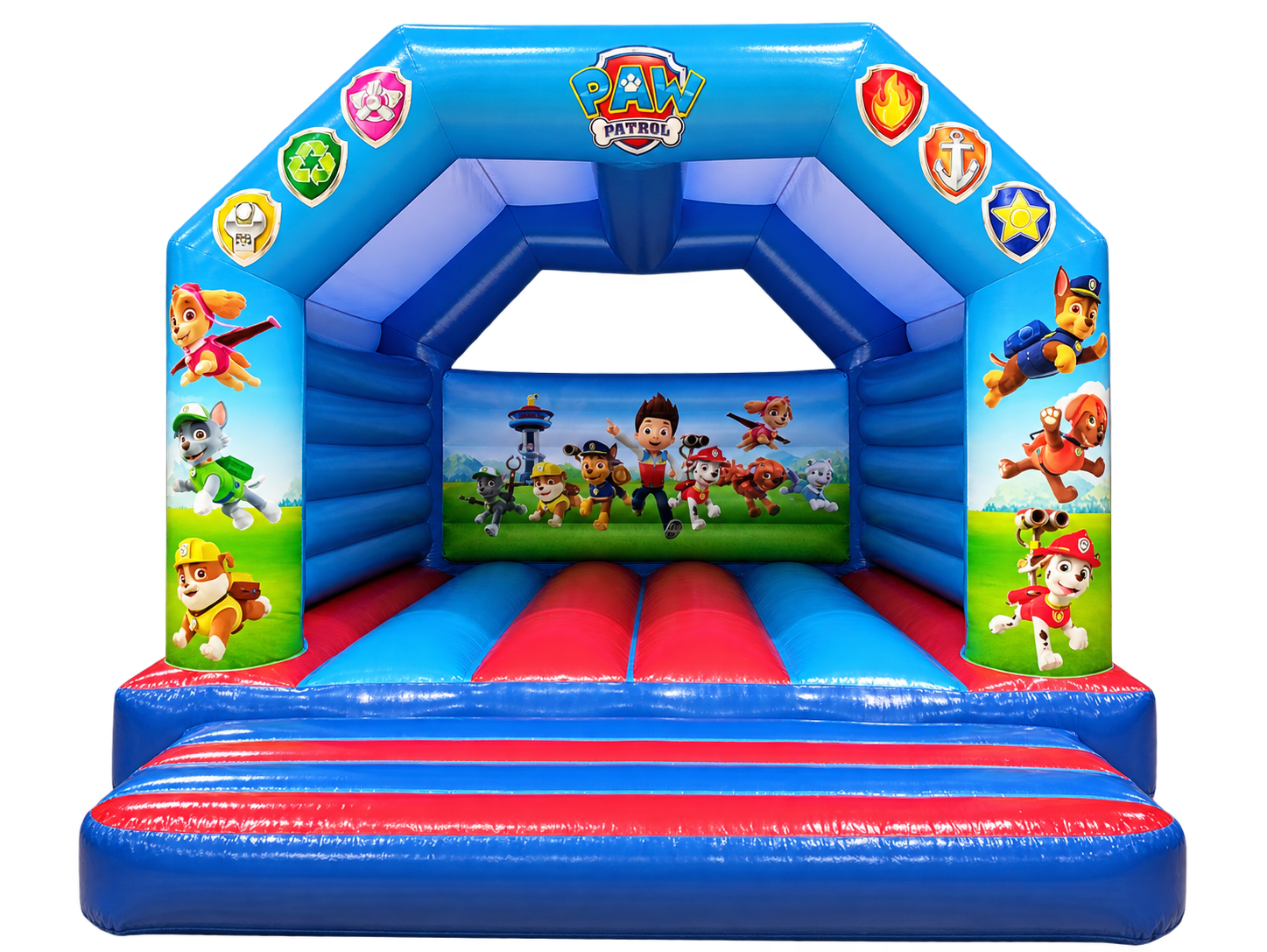 Paw Patrol hoppeborg på 5×6 meter med tag og hvalpene fra tv-serien